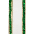 Shop For 4in Dupioni Regalia Glitter Ribbon: Green/White (5 Yards)