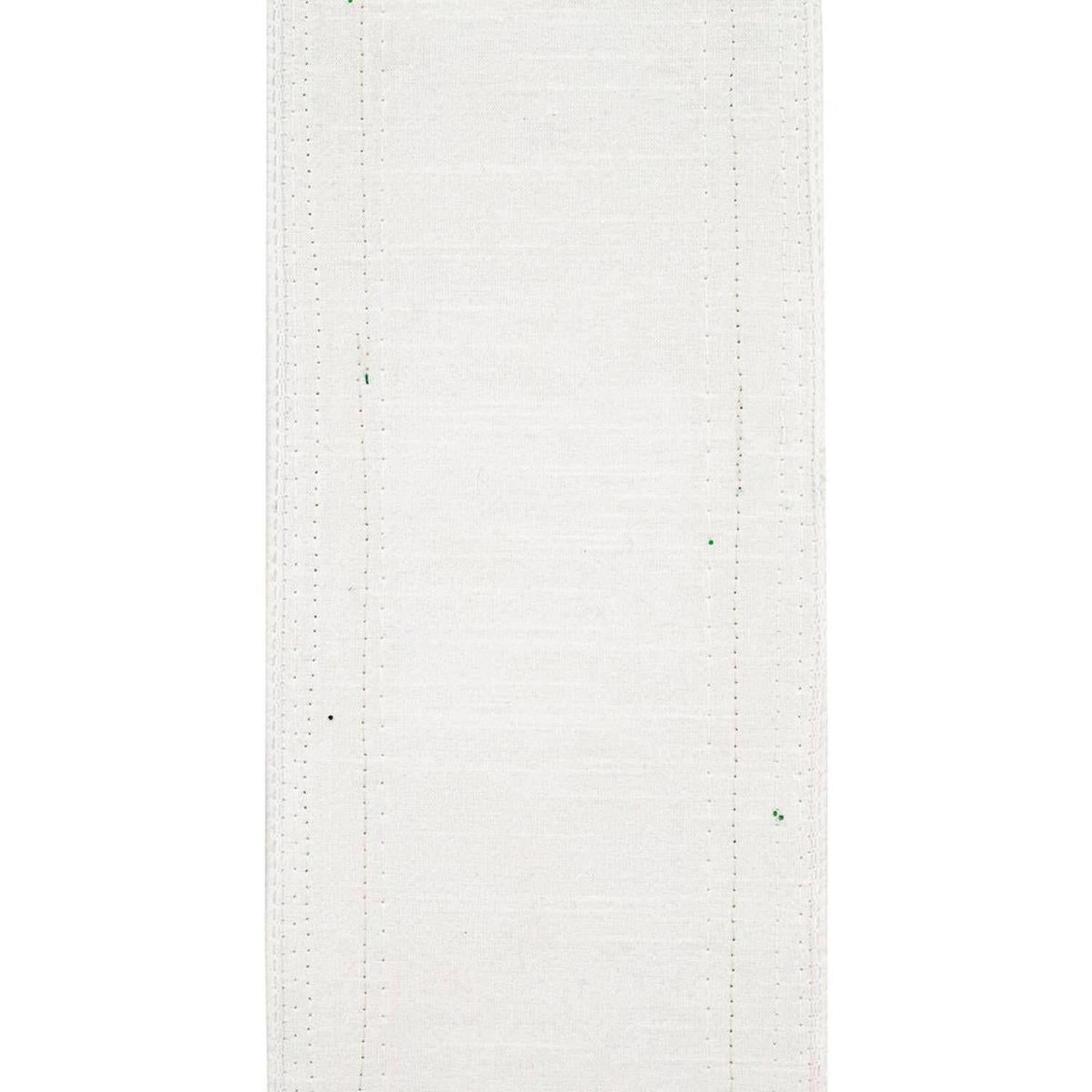 4in Dupioni Regalia Glitter Ribbon: Green/White (5 Yards)