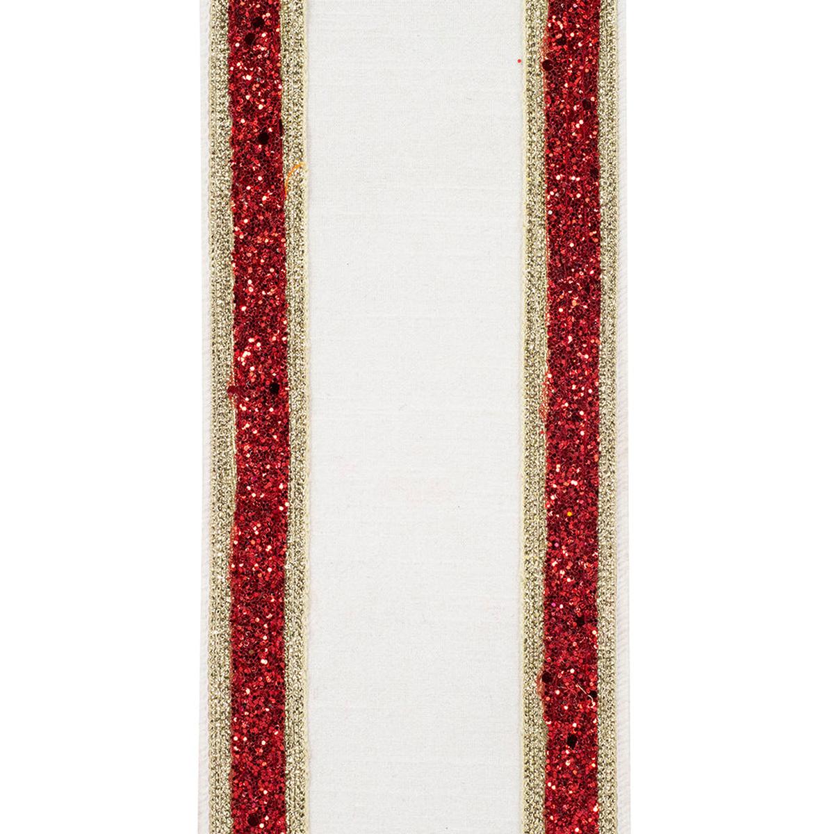 Shop For 4in Dupioni Regalia Glitter Ribbon: Red/White (5 Yards)