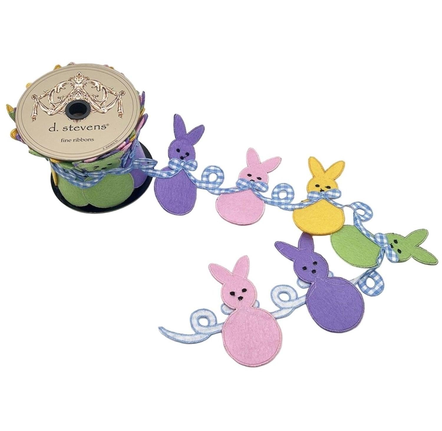 4in Felt Rabbit Gingham Bow Garland (5 Yards)