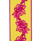 Shop For 4in Filigree Embroidery Ribbon: Yellow/Fuchsia (5 Yards)