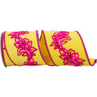 Shop For 4in Filigree Embroidery Ribbon: Yellow/Fuchsia (5 Yards)
