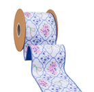 Shop For 4in Florals and Bow Dupioni Ribbon: Blue/White (10 Yards)