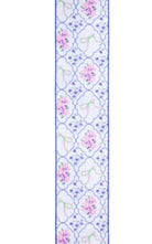 Shop For 4in Florals and Bow Dupioni Ribbon: Blue/White (10 Yards)