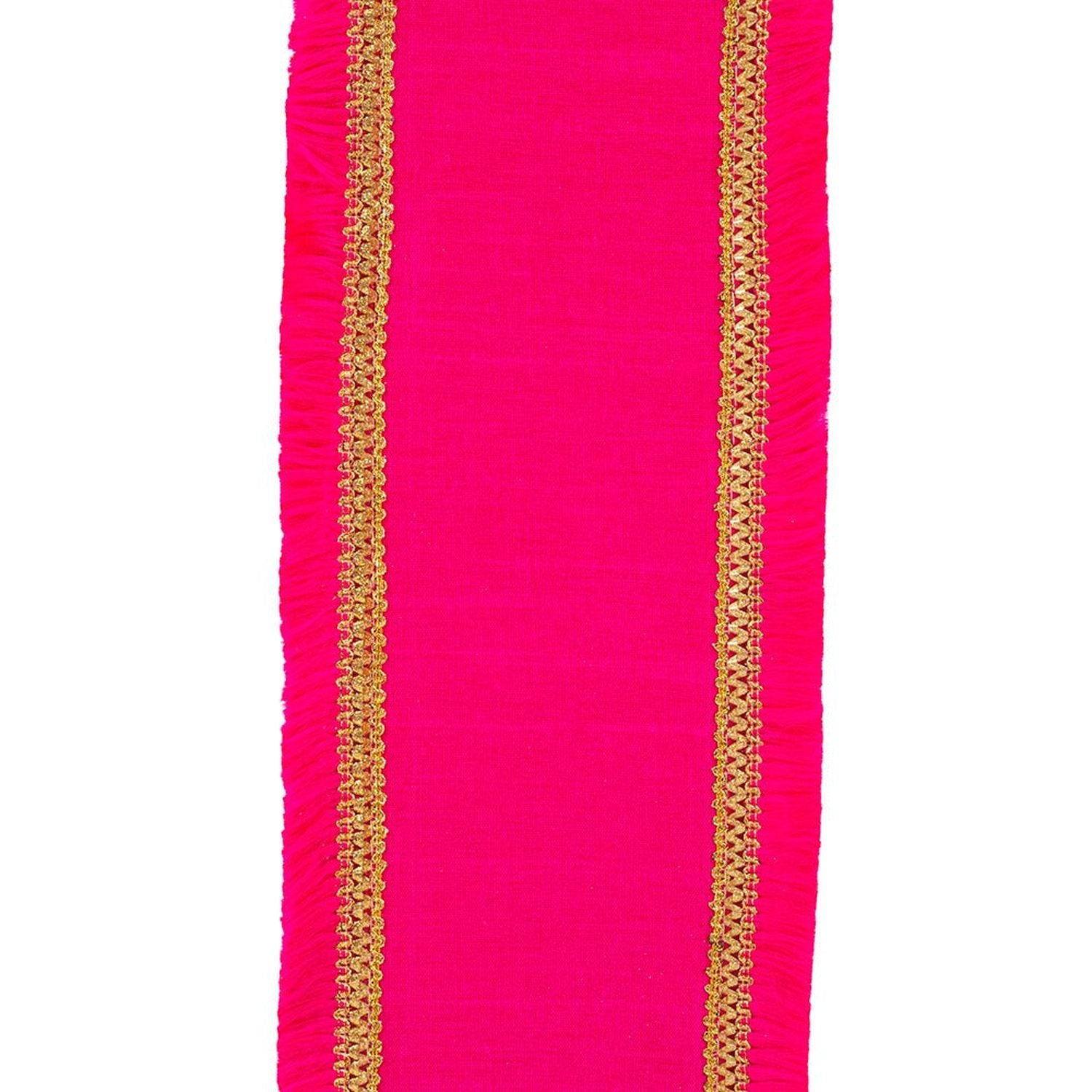 Shop For 4in Fringe Gilded Dupioni Ribbon: Fuchsia (5 Yards)