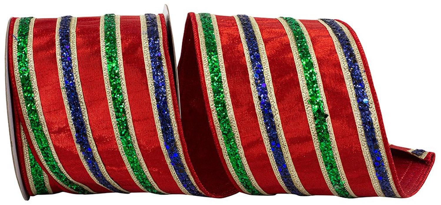 Shop For 4in Glitter Stripe Fiesta Ribbon: Red (5 Yards)