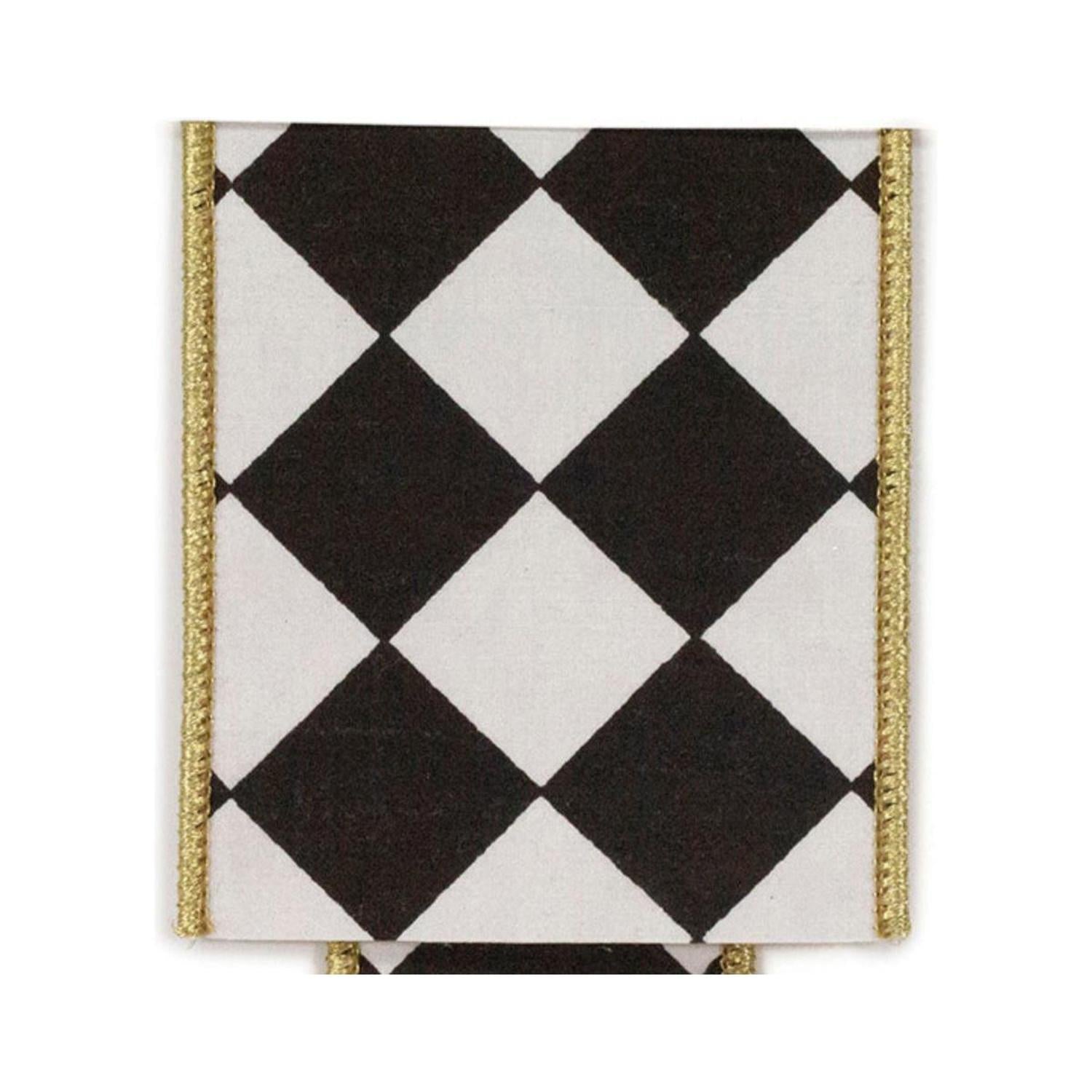 4in Grand Diamond Deluxe Ribbon: Black/White (10 Yards)