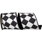 Shop For 4in Grand Diamond Dupioni Ribbon: Black/White (10 Yards)