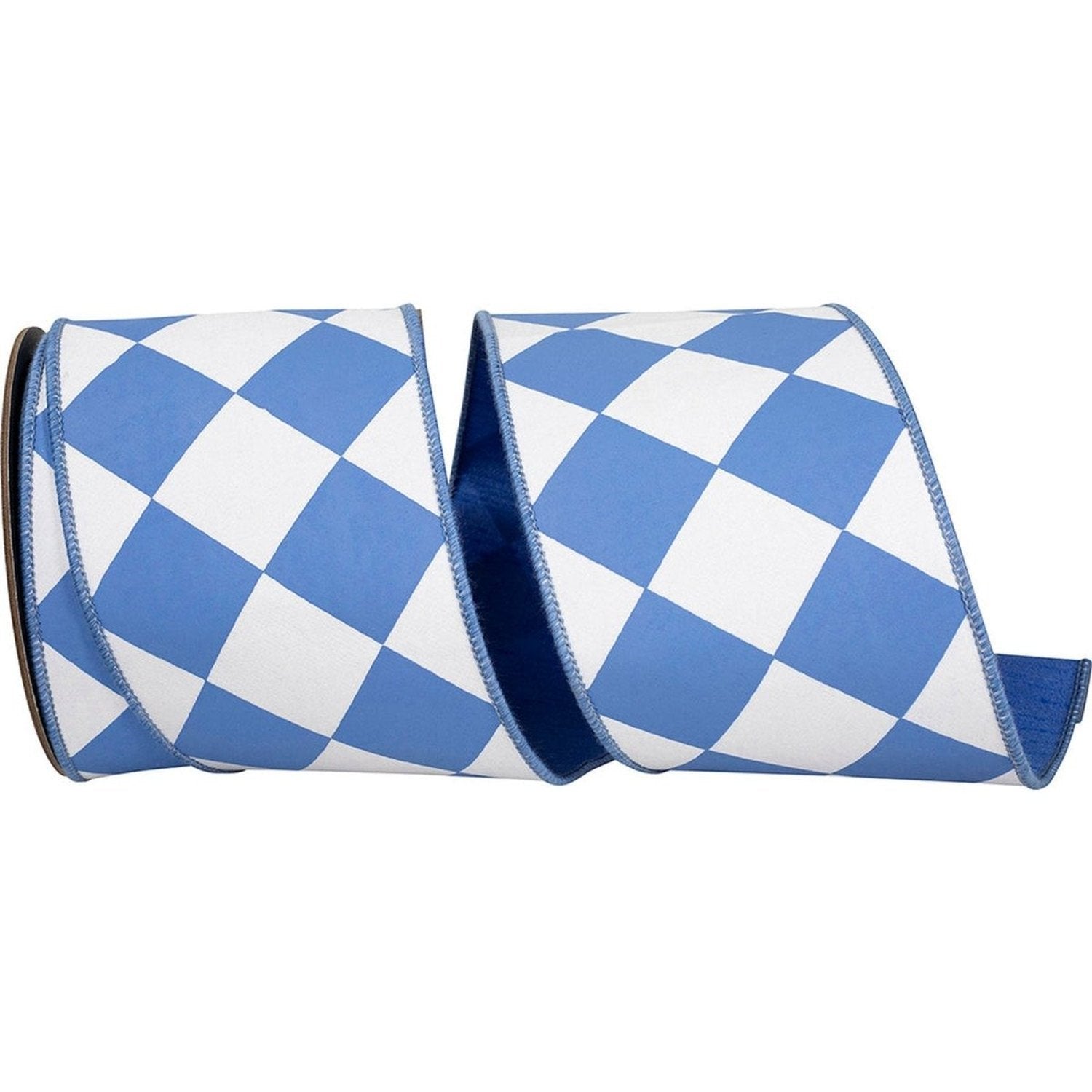Shop For 4in Grand Diamond Dupioni Ribbon: Blue/White (10 Yards)