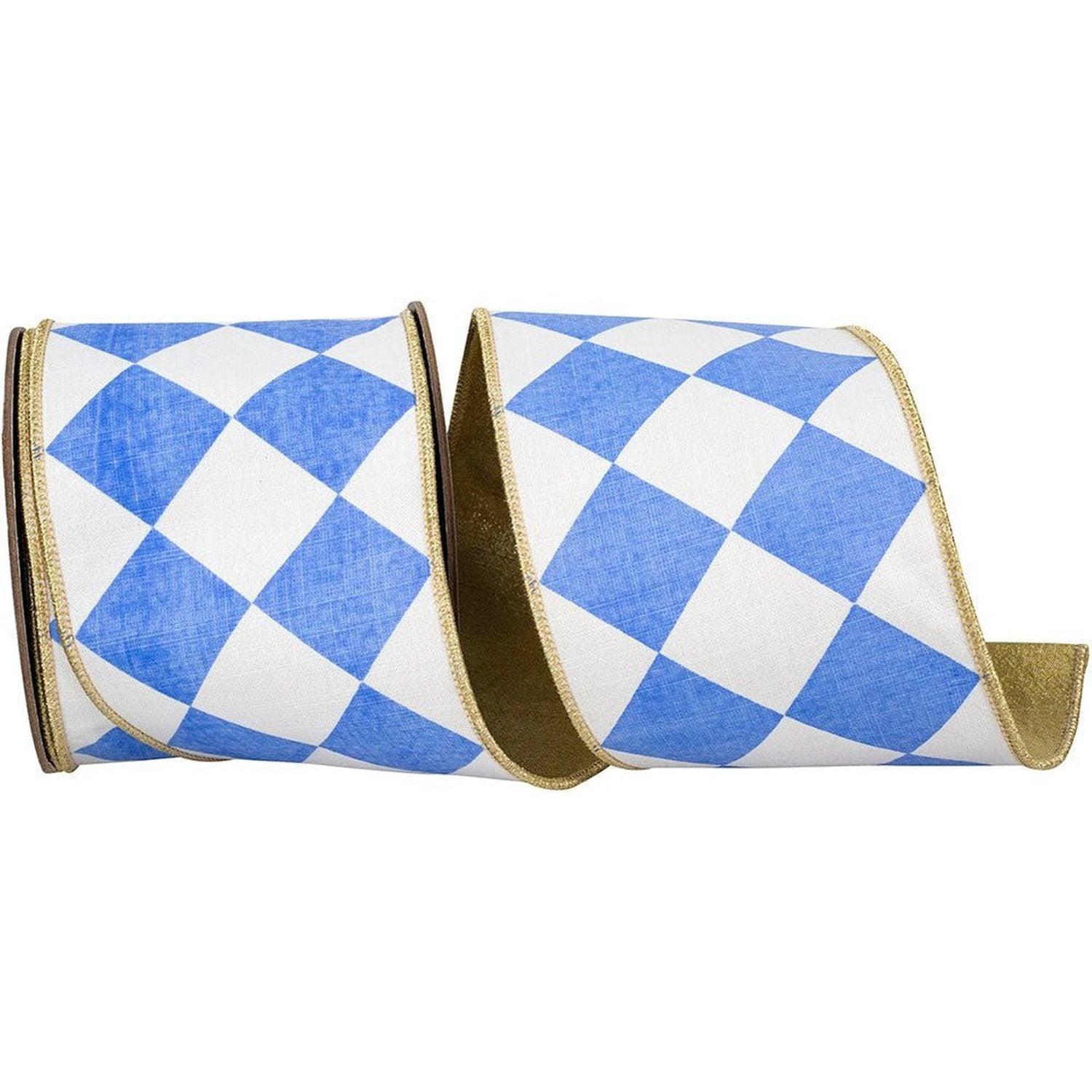 Shop For 4in Grand Diamond Dupioni Ribbon: French Blue/White (10 Yards)