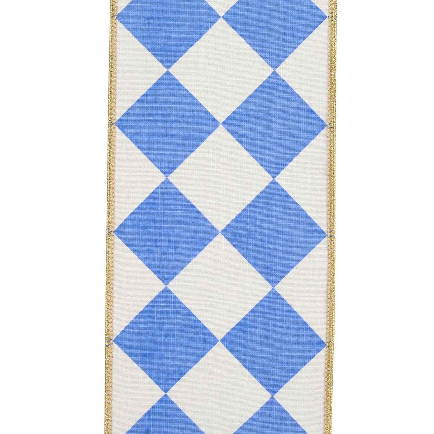 Shop For 4in Grand Diamond Dupioni Ribbon: French Blue/White (10 Yards)