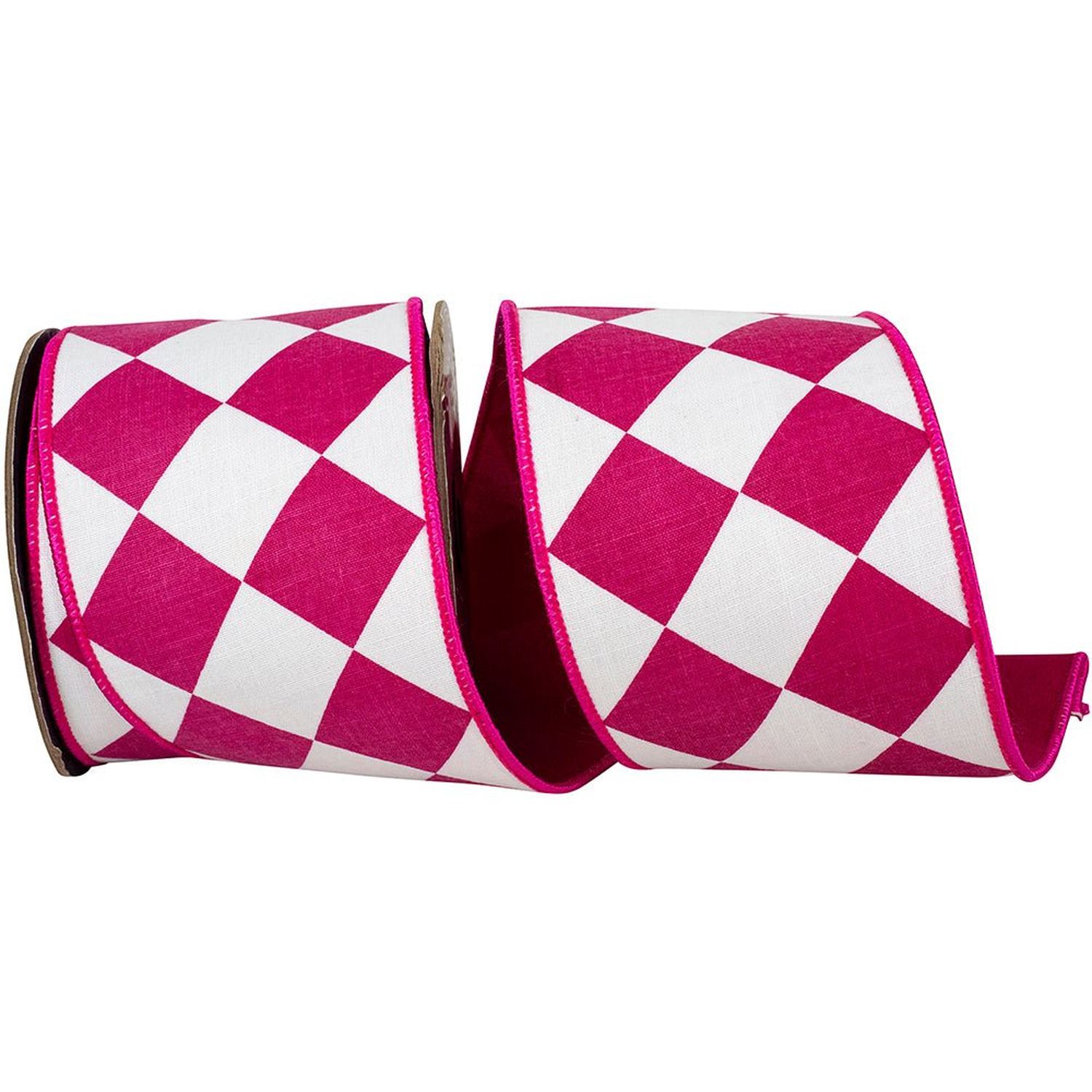 Shop For 4in Grand Diamond Dupioni Ribbon: Pink/White (10 Yards)