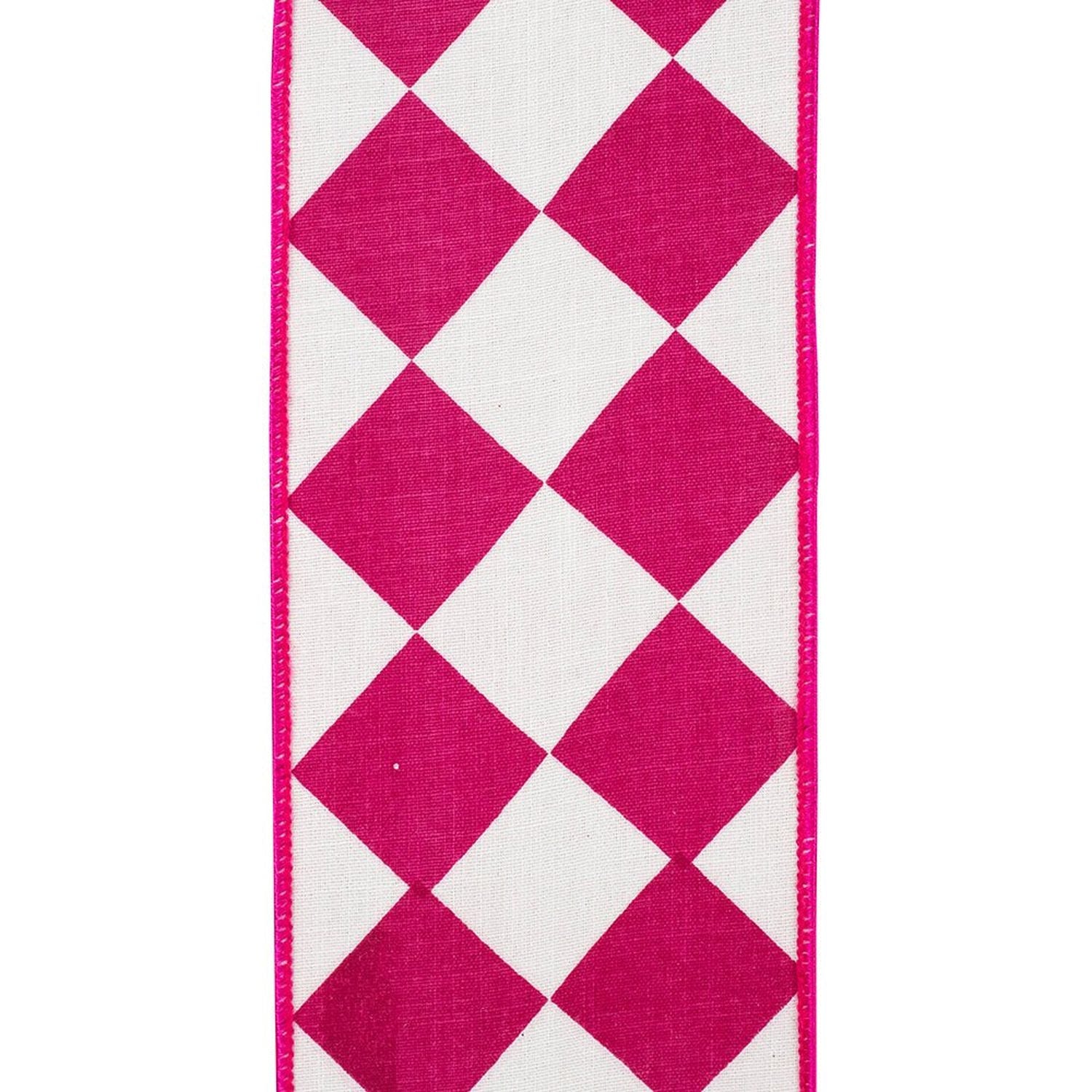 Shop For 4in Grand Diamond Dupioni Ribbon: Pink/White (10 Yards)