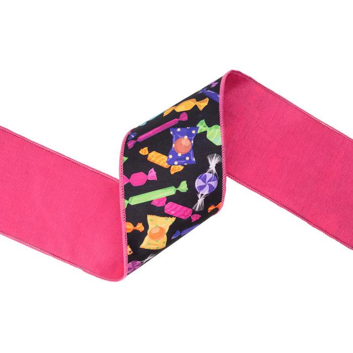 Shop For 4in Halloween Candy on Black w/ Pink Backing (10 Yards)