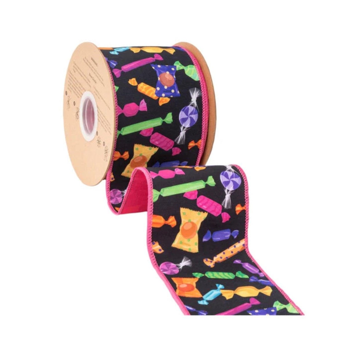 Shop For 4in Halloween Candy on Black w/ Pink Backing (10 Yards)
