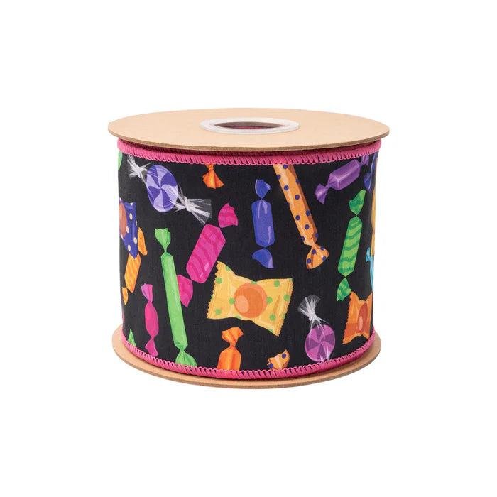 Shop For 4in Halloween Candy on Black w/ Pink Backing (10 Yards)