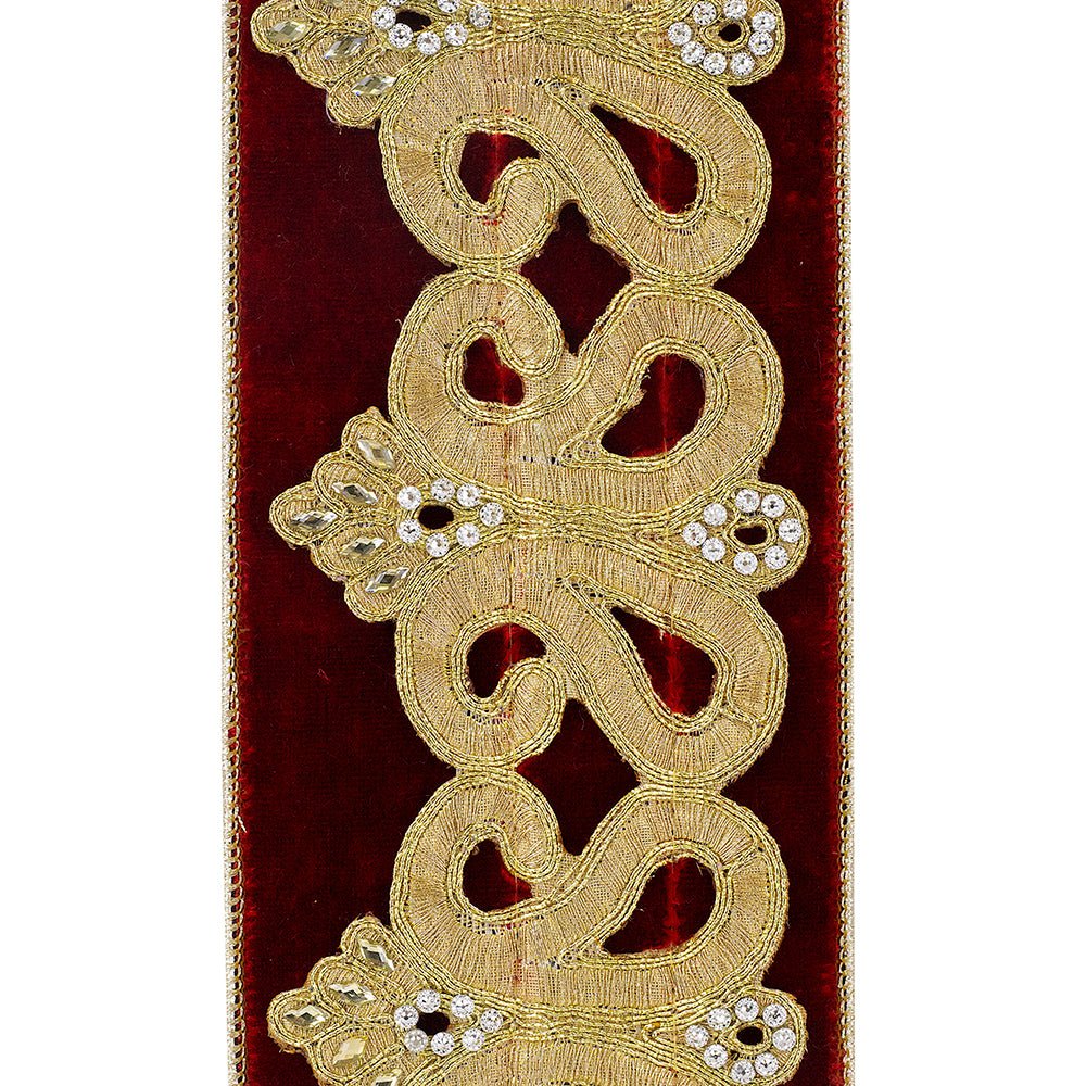 Shop For 4in Jewel Scroll Embroider Ribbon: Red (5 Yards)