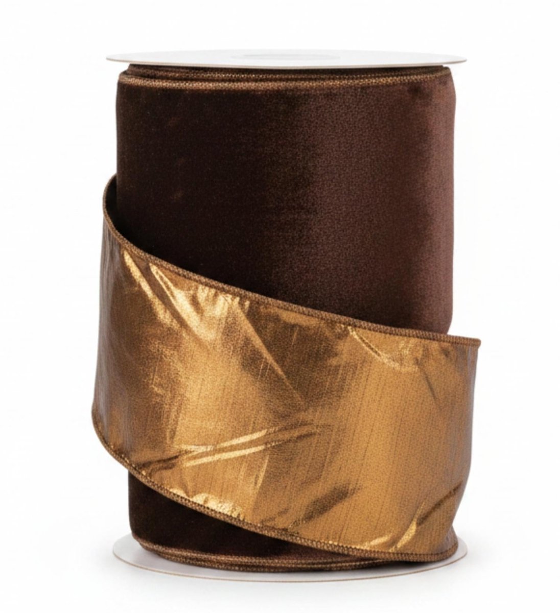 Shop For 4in JME Velvet Metallic Dupion Ribbon: Brown (10 Yards)