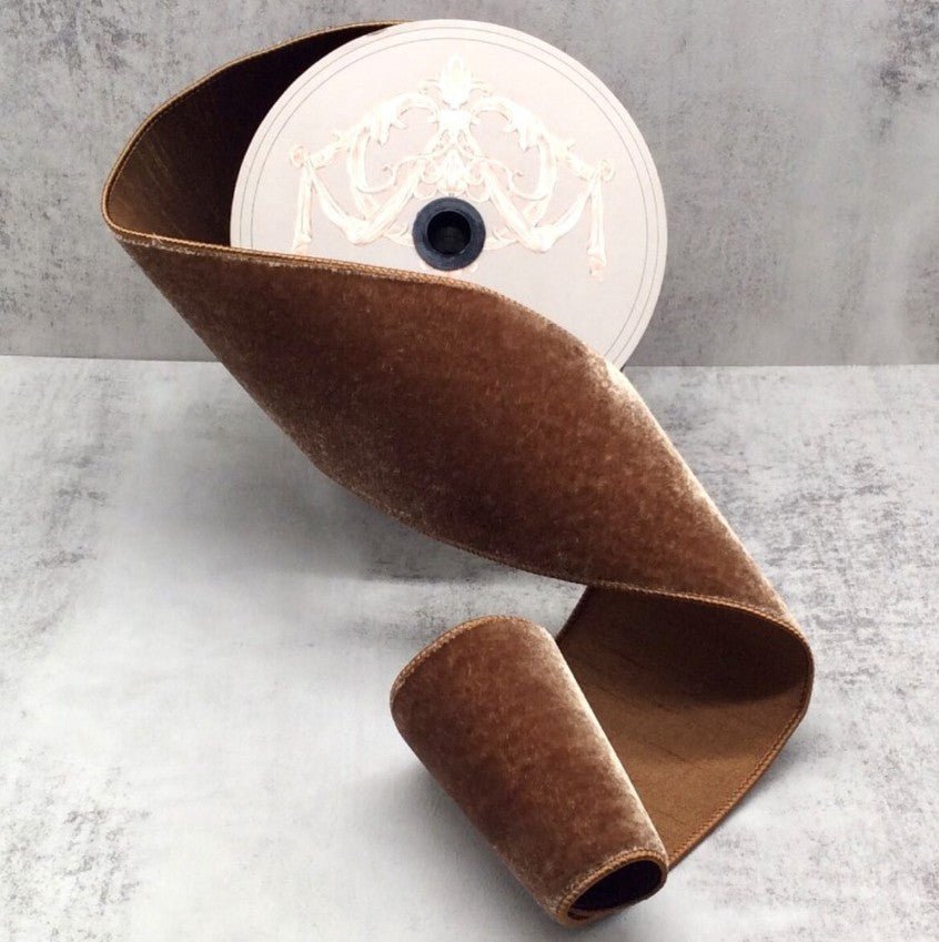 Shop For 4in Lush Velvet Dupion Back Ribbon: Walnut Brown (10 Yards)