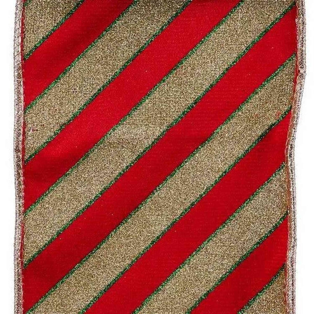 Shop For 4in LX Velvet Glitter Striped Ribbon: Red/Gold (10 Yards)