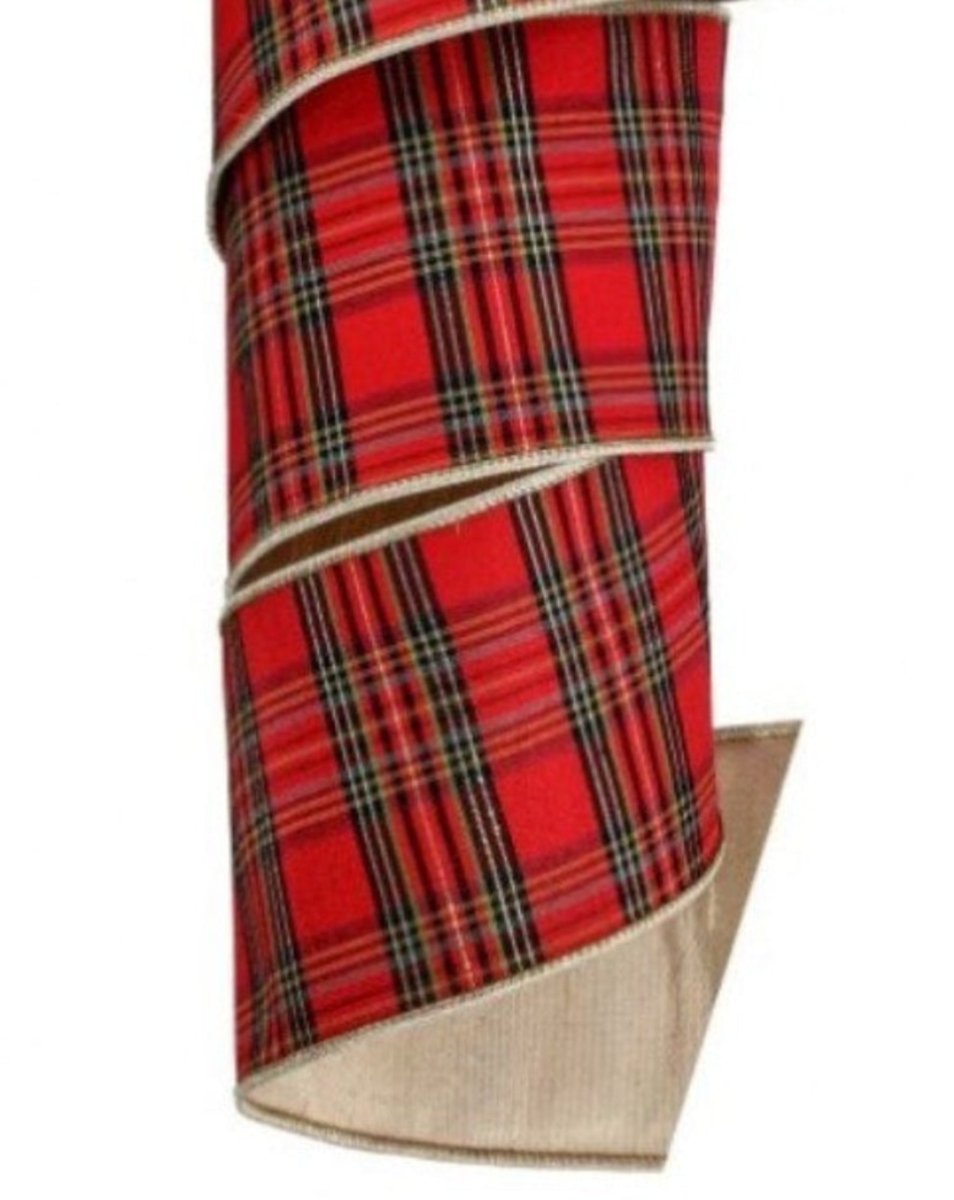 Shop For 4in Metallic Dupion Plaid Ribbon: Red (5 Yards)