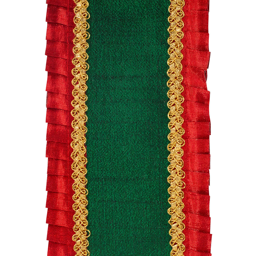 Shop For 4in Metallic Dupioni Pleated Ribbon: Red/Green (5 Yards)