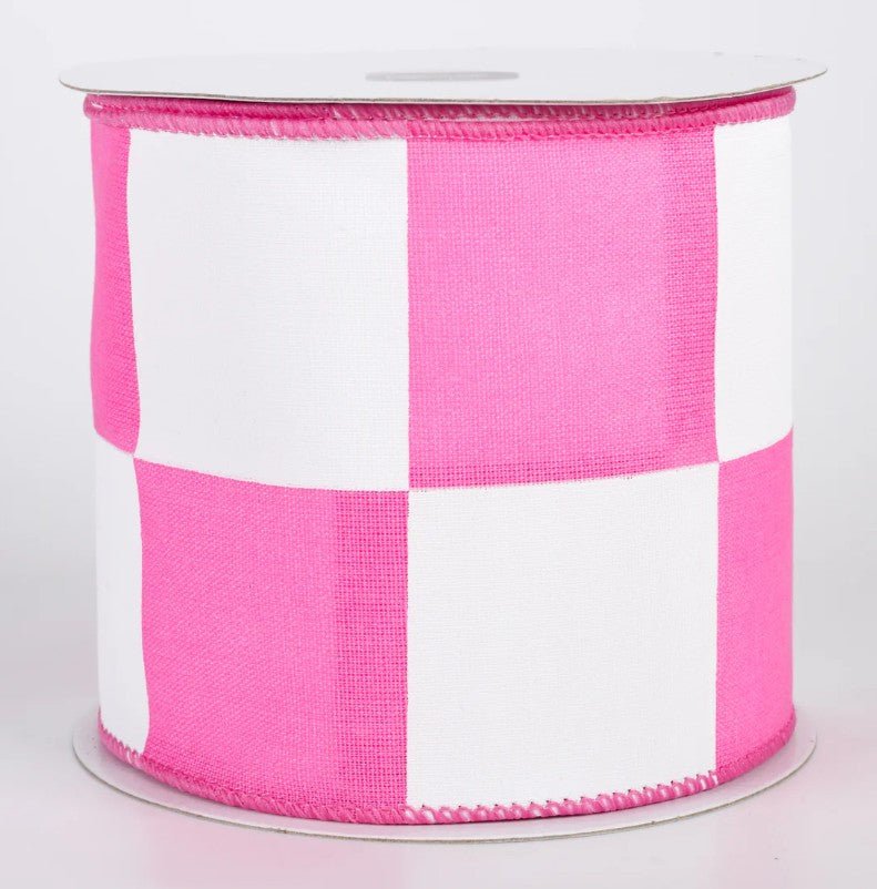 Shop For 4in Oversized Race Check Ribbon: Pink (10 Yards)