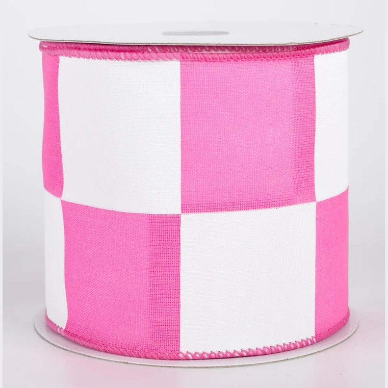 Shop For 4in Oversized Race Check Ribbon: Pink (10 Yards)