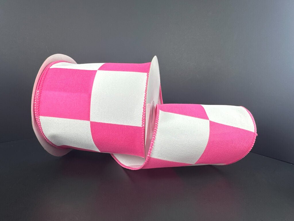 Shop For 4in Oversized Race Check Ribbon: Pink (10 Yards)