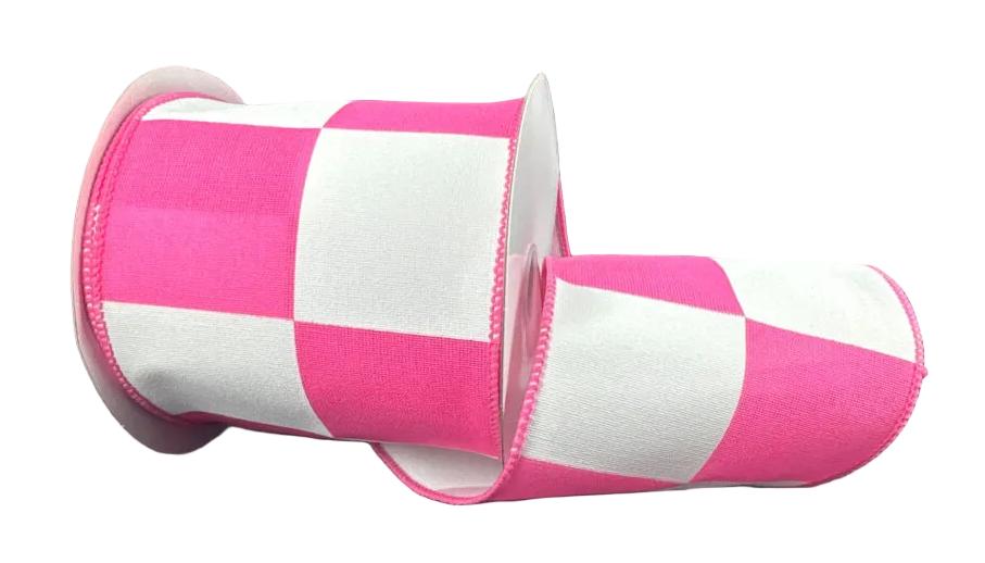 Shop For 4in Oversized Race Check Ribbon: Pink (10 Yards)
