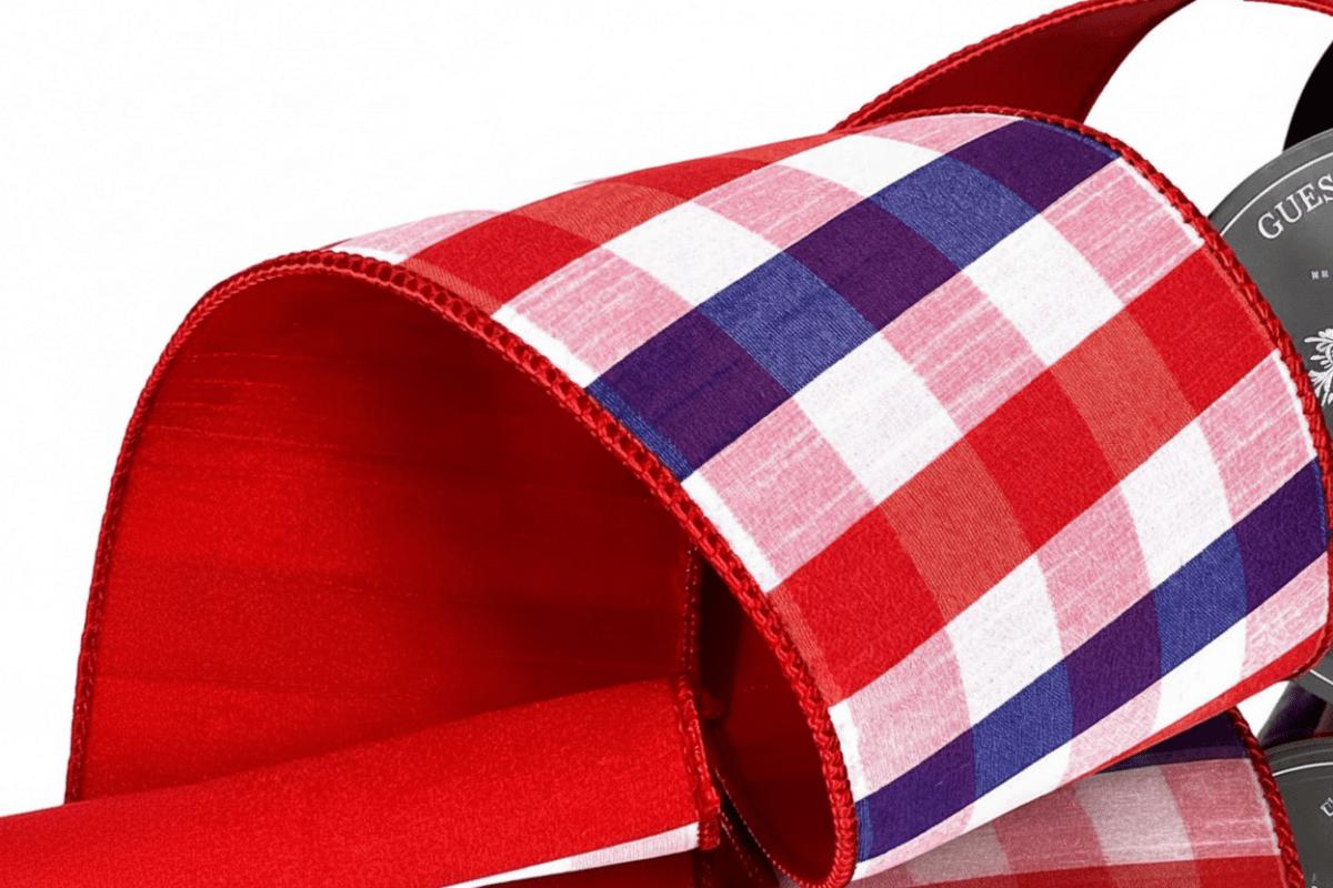 Shop For 4in Patriotic Plaid Dupion Ribbon: Red (5 Yards)