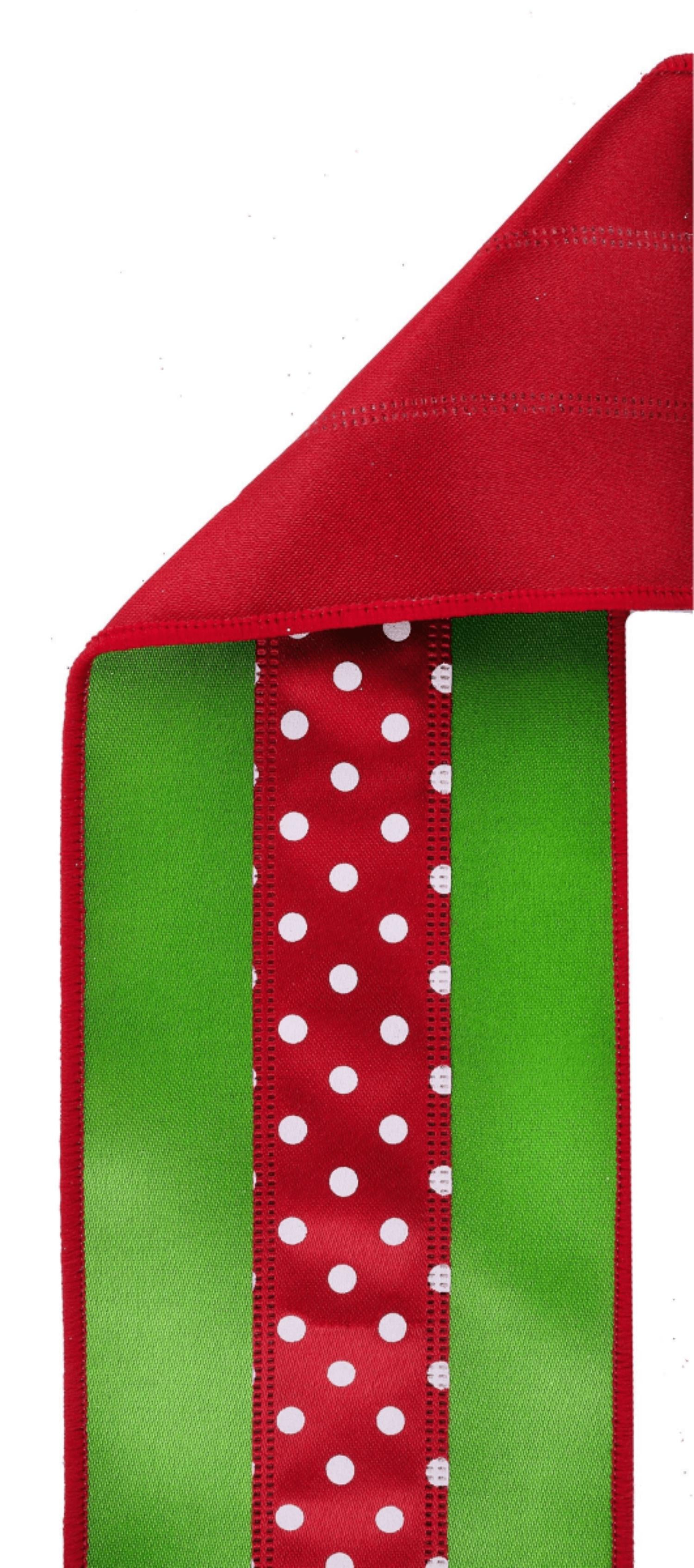 Shop For 4in Polka Dot Satin Fused Ribbon: Red/Green (10 Yards)
