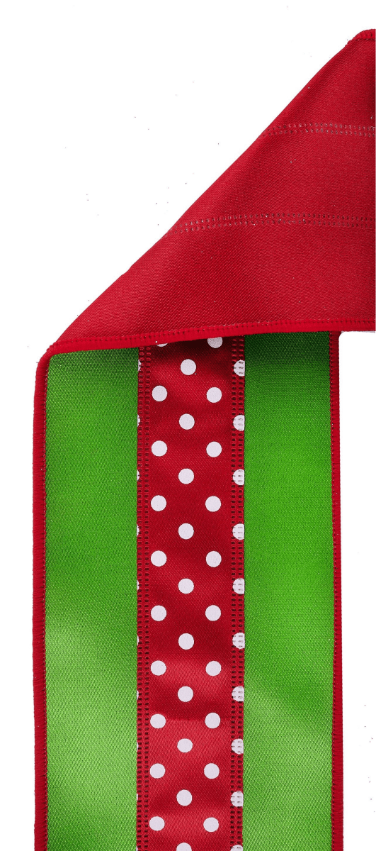 Shop For 4in Polka Dot Satin Fused Ribbon: Red/Green (10 Yards)