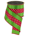 Shop For 4in Polka Dot Satin Fused Ribbon: Red/Green (10 Yards)