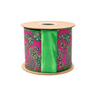 Shop For 4in Preppy Paisley on Hot Pink Ribbon: Satin Green (10 Yards)