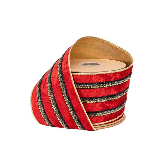 Shop For 4in Red Velvet Black Trim Center Ribbon (10 Yards)