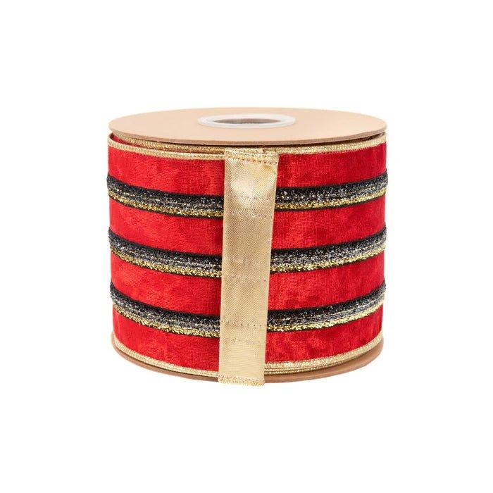 Shop For 4in Red Velvet Black Trim Center Ribbon (10 Yards)