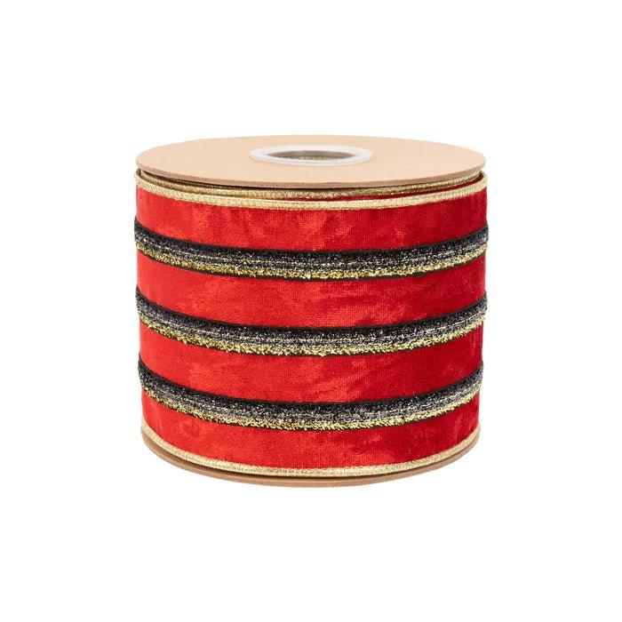 Shop For 4in Red Velvet Black Trim Center Ribbon (10 Yards)