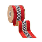 Shop For 4in Red Velvet Black White Check Ribbon (10 Yards)