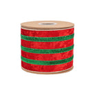 Shop For 4in Red Velvet Green Metallic Center Ribbon (10 Yards)