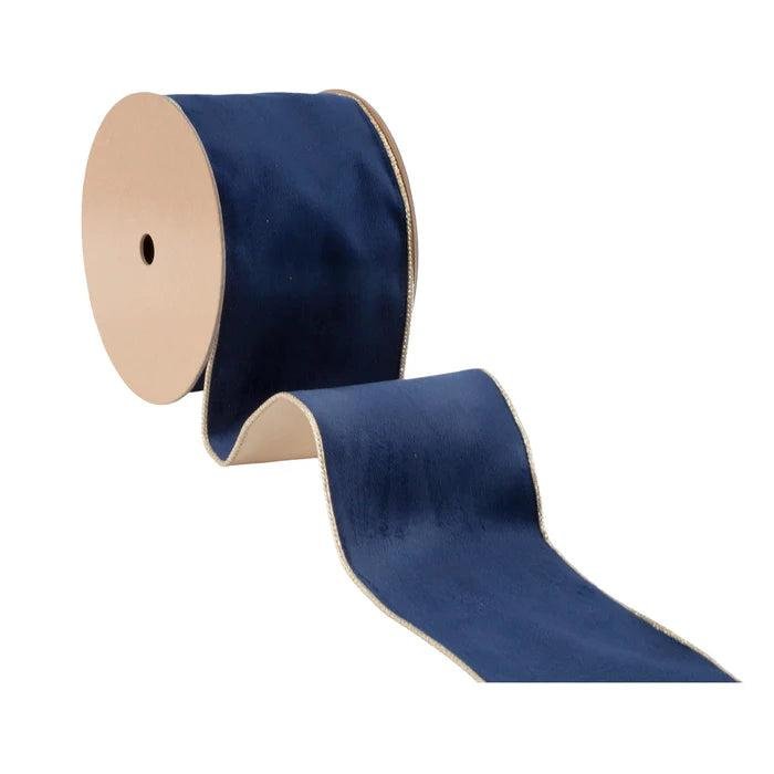Shop For 4in Reversible Velvet Navy and Gold Ribbon (10 Yards)