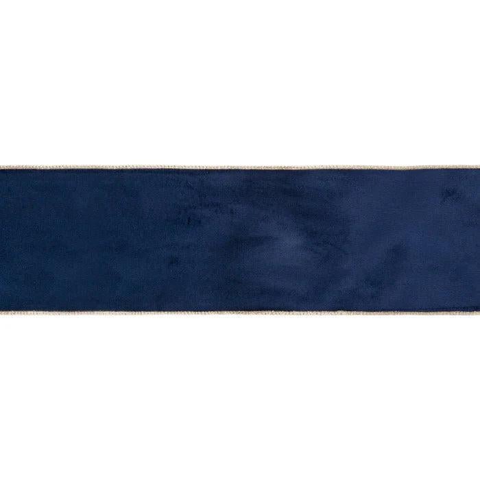 Shop For 4in Reversible Velvet Navy and Gold Ribbon (10 Yards)