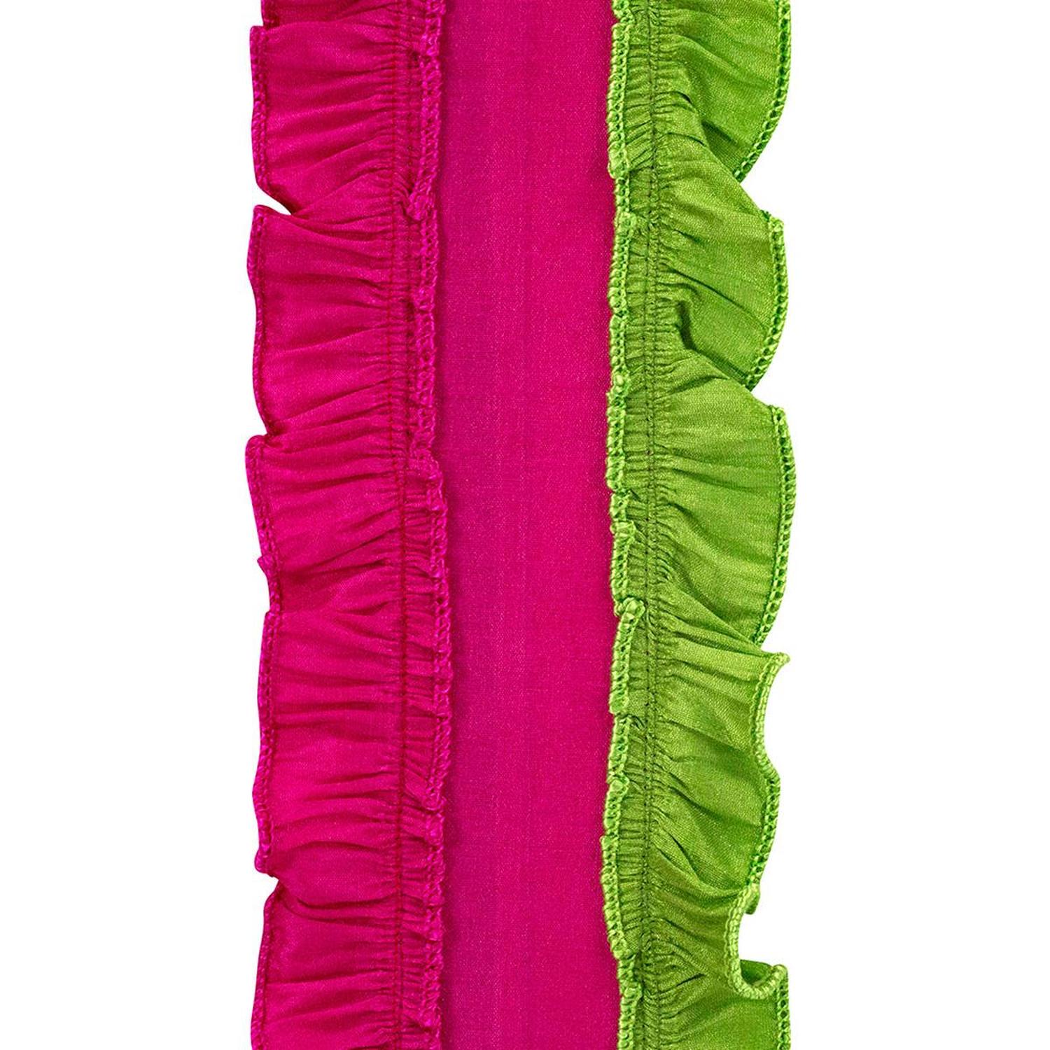 4in Ruffle Festivity Dupioni Ribbon: Citrus/Fuchsia (5 Yards)