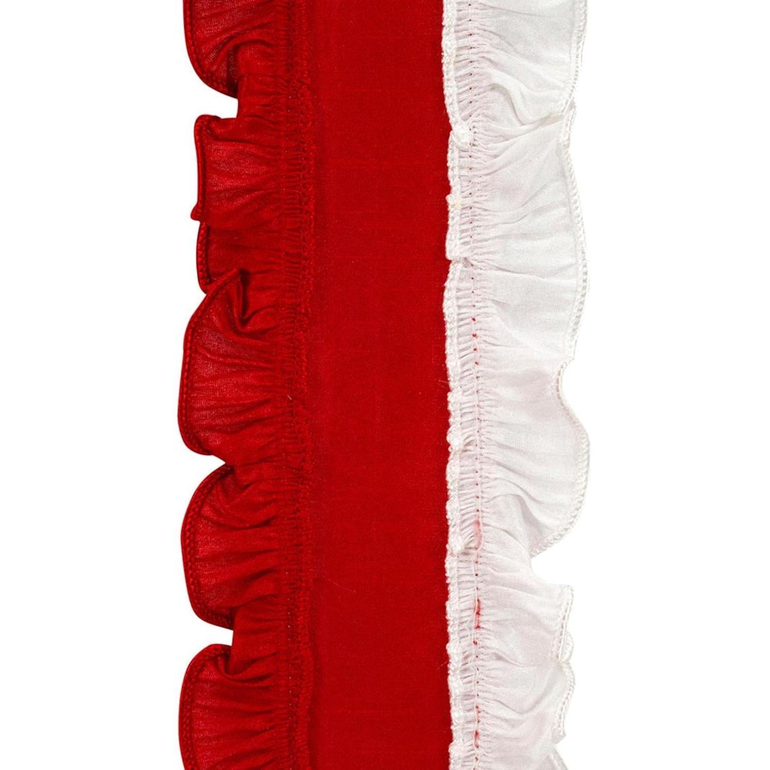 4in Ruffle Festivity Dupioni Ribbon: Red/White (5 Yards)