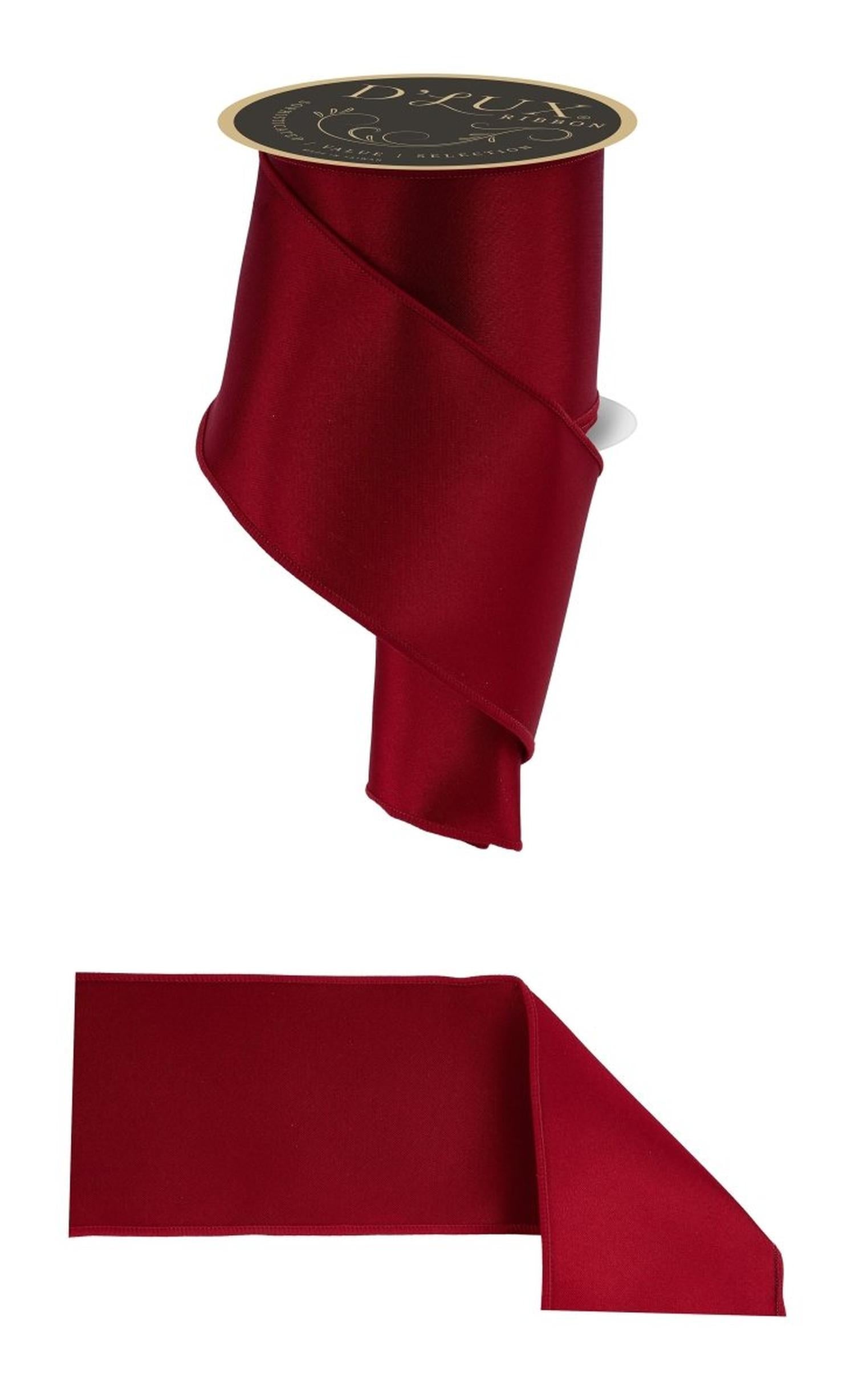 4in Satin Fused Ribbon: Dark Red (10 Yards)