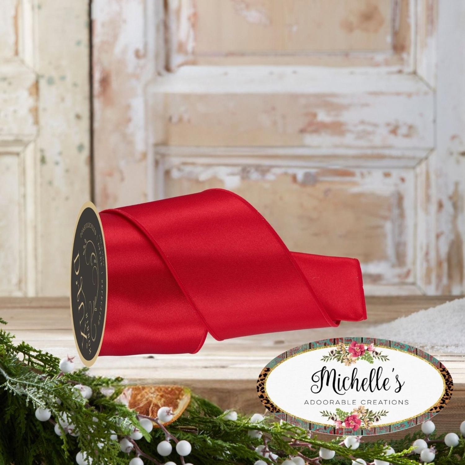 4in Satin Fused Ribbon: Red (10 Yards)