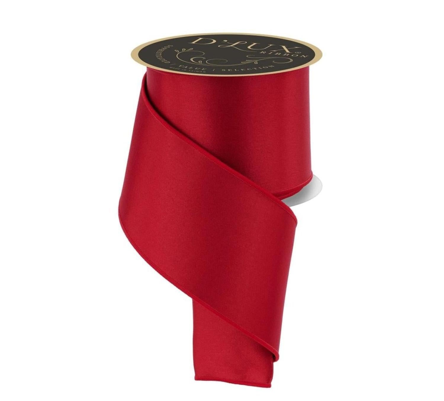 4in Satin Fused Ribbon: Red/Emerald Green (10 Yards)