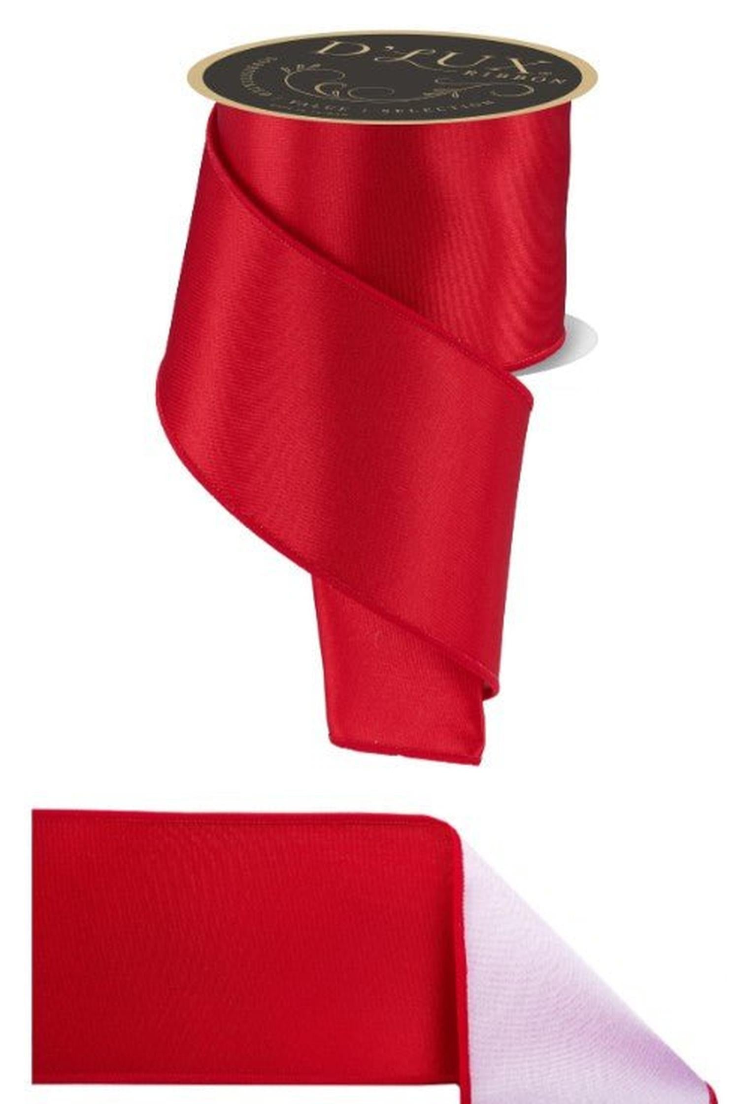 4in Satin Fused Ribbon: Red/White (10 Yards)