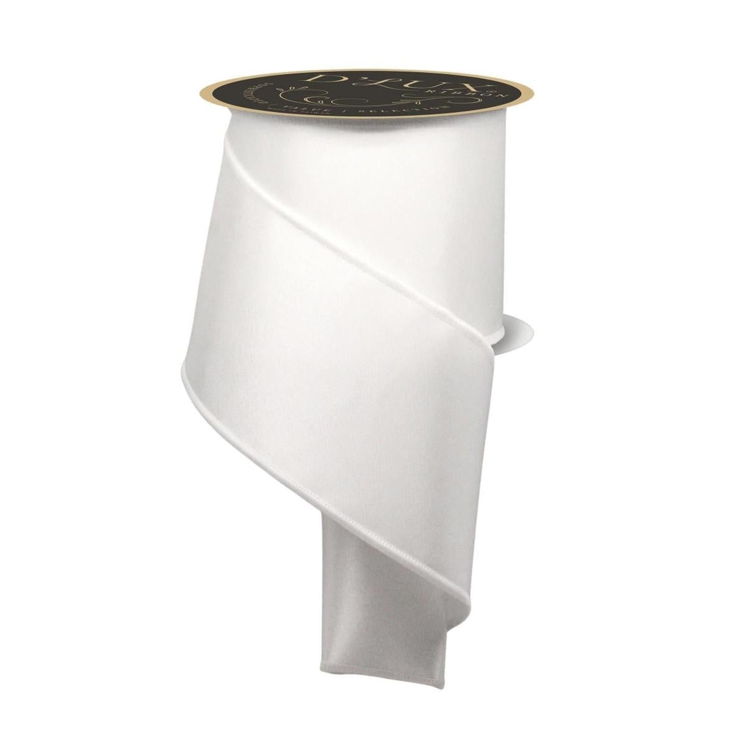 4in Satin Fused Ribbon: White (10 Yards)