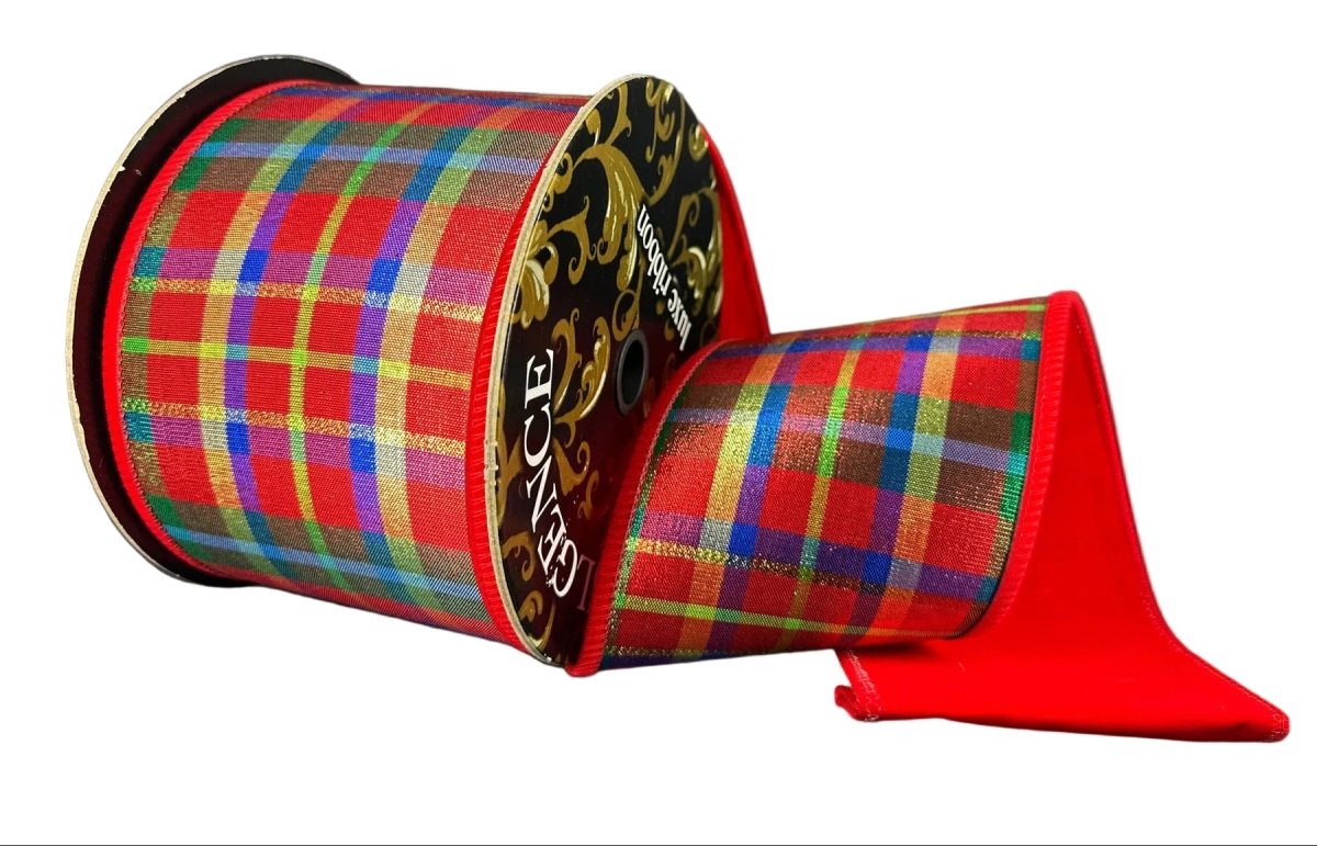 Shop For 4in Tartan Plaid Velvet Ribbon: Red, Green and Blue (10 Yards)